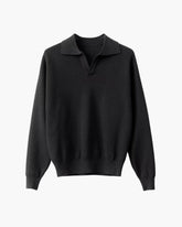 Textured Knit Polo Sweater