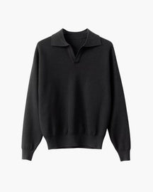 Textured Knit Polo Sweater